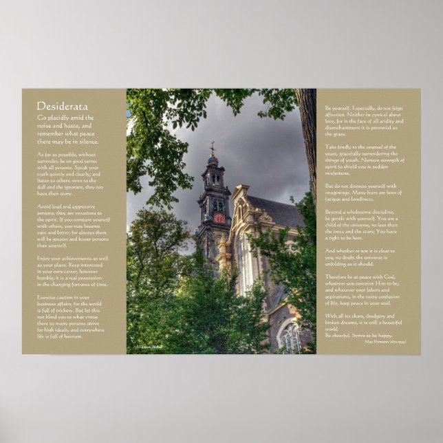 Desiderata - Westerkerk, Prinsengracht, Amsterdam Poster (Front)