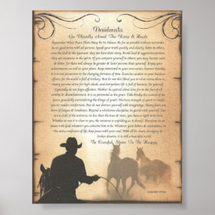DESIDERATA Western Swing Rodeo Cowboy Horse Roping Poster