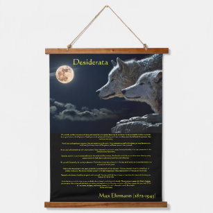 Desiderata white wolfs on a mountain side  hanging tapestry