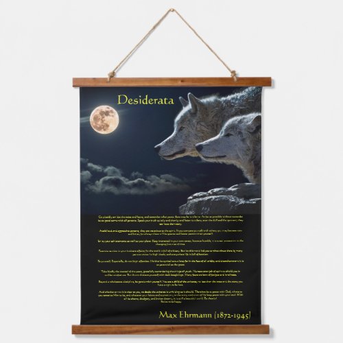 Desiderata white wolfs on a mountain side  hanging tapestry