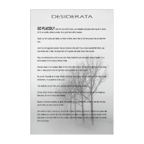 DESIDERATA Winter Trees Acrylic Print