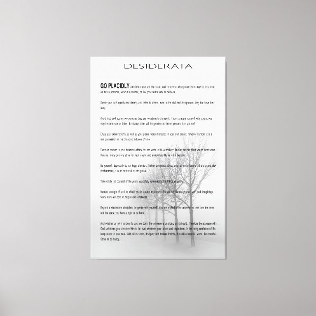 DESIDERATA Winter Trees Canvas Print (Front)
