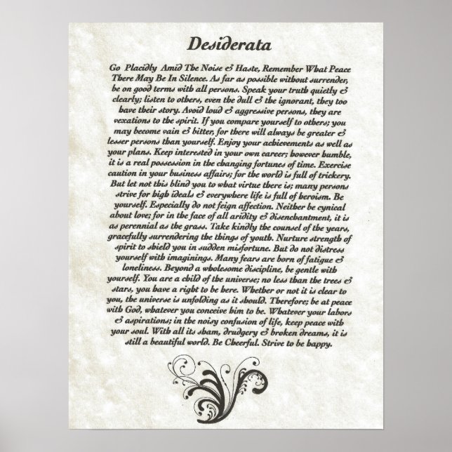 DESIDERATA with Flourish Poster (Front)