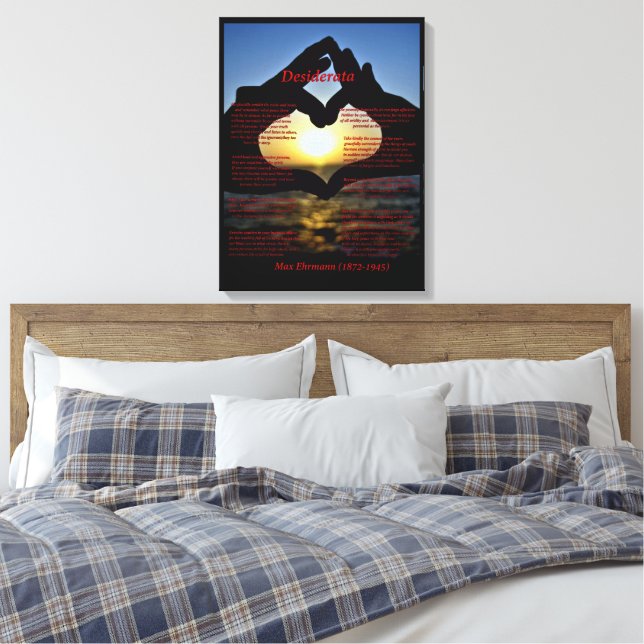 Desiderata with Heart and Ocean Canvas Print (Insitu(Bedroom))