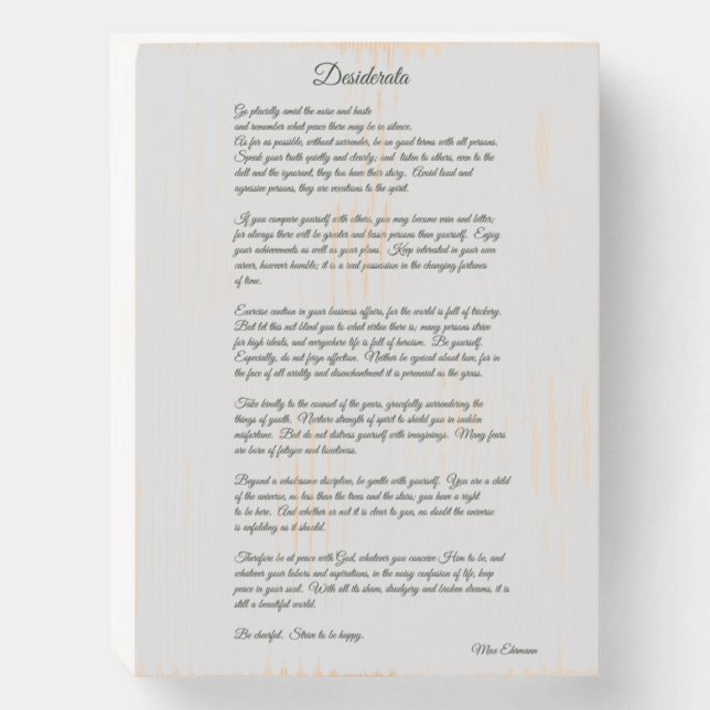 Desiderata Wooden Box Sign (Front Vertical)
