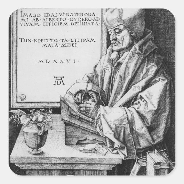 Desiderius Erasmus  of Rotterdam, 1526 Square Sticker (Front)