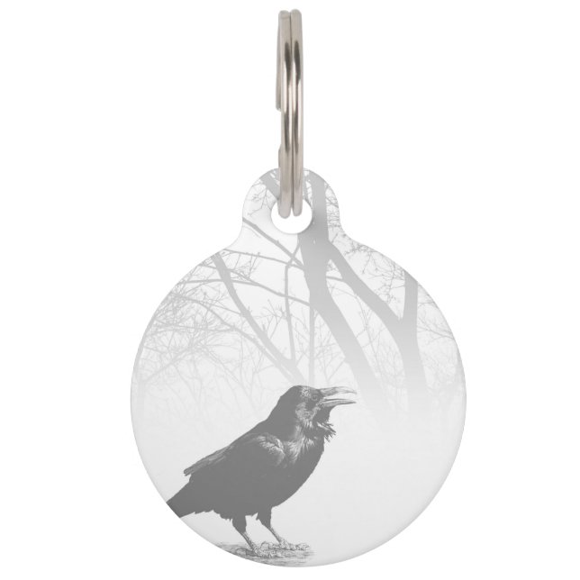 Design 12 Crow Raven Pet Name Tag (Front)
