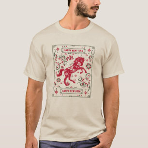 Design 2026 Chinese New Year in red T-Shirt
