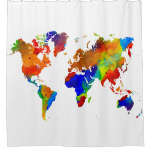 Design 33 Colorful Worldmap Shower Curtain