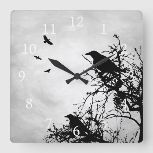 Design 43 Crow Bird Square Wall Clock