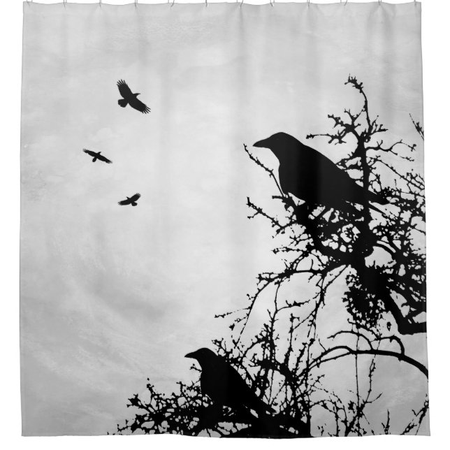 Design 43 crow silhouette shower curtain (Front)