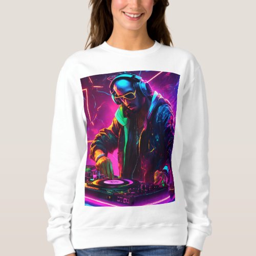 Design a DJ image with a retro neon sign effect Sweatshirt