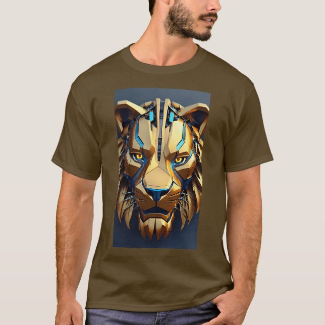 Design a geometric lion t-shirt with a 3D illusion (Front)