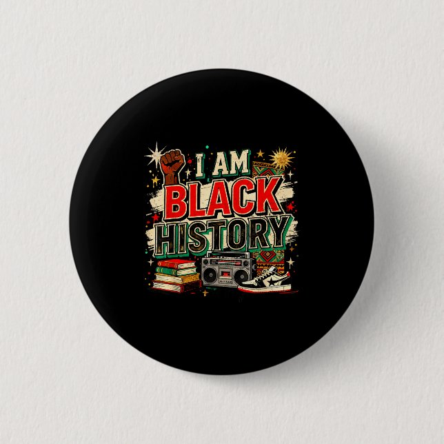 Design Am Black History Culture Pride Button (Front)