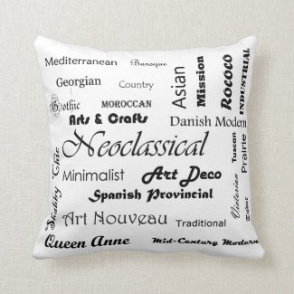 Design & Architectural Styles Text Throw Pillow