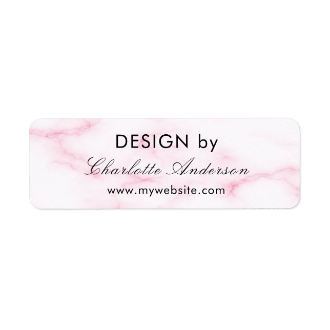 Design by name business blush pink marble label (Front)