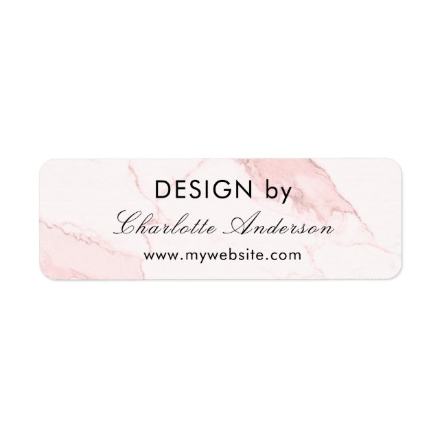 Design by name business blush pink marble label (Front)