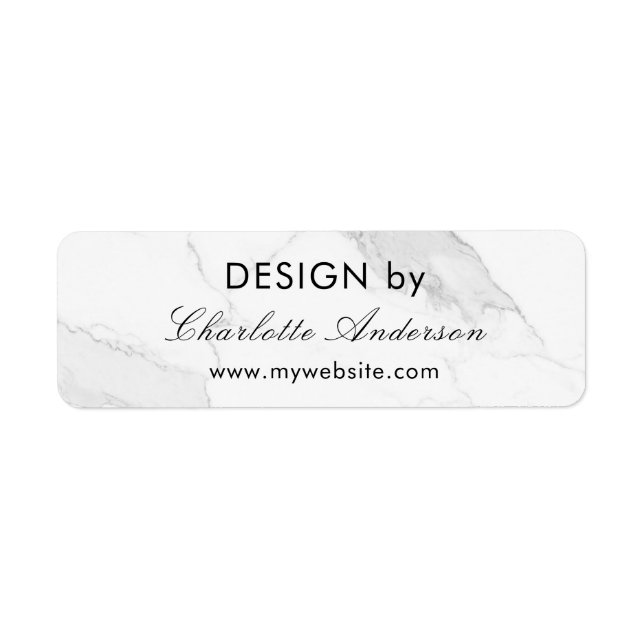 Design by name business white gray marble label (Front)