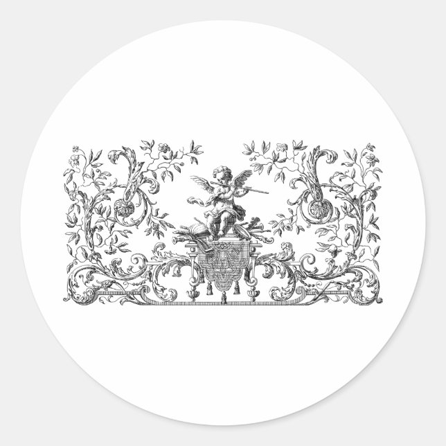 design cherub angel classic round sticker (Front)