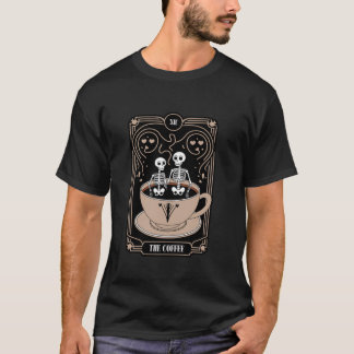 Design Coffee Lover Skeleton Coffee Tarot Card Gra T-Shirt