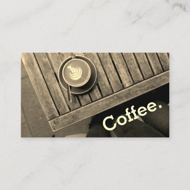 Design Coffee Square Table Simple Loyalty Sepia Card (Front)