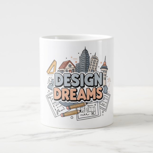 Design Dreams Architecture & Engineering Sketch Giant Coffee Mug (Front)
