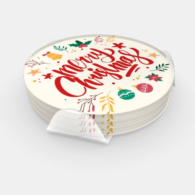 Design Elegant Modern Christmas Acrylic Coaster Set (Set)
