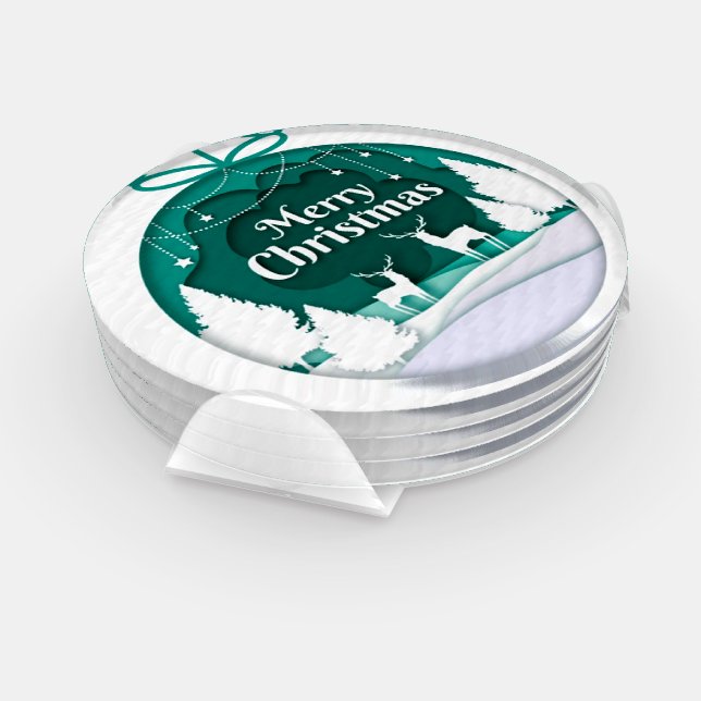 Design Elegant Modern Christmas Acrylic Coaster Set (Set)