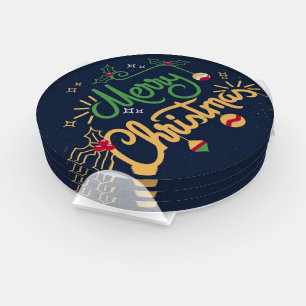 Design Elegant Modern Christmas Acrylic Coaster Set