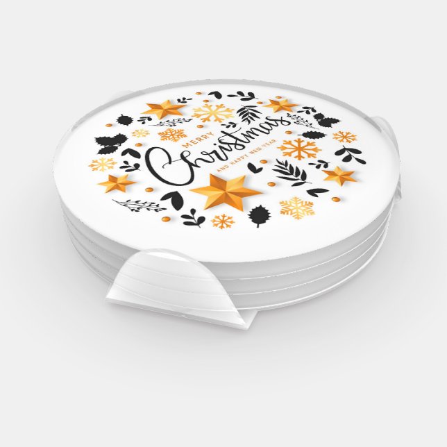 Design Elegant Modern Christmas Acrylic Coaster Set (Set)