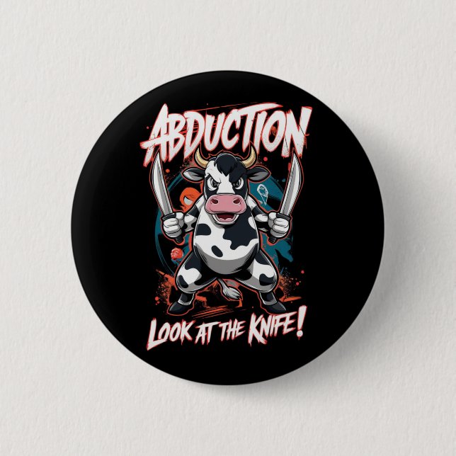 Design featuring a Cow character Button (Front)