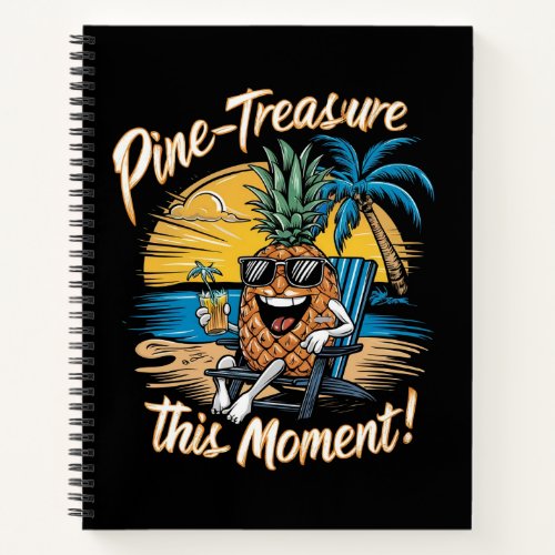 Design featuring a pineapple in a beach notebook