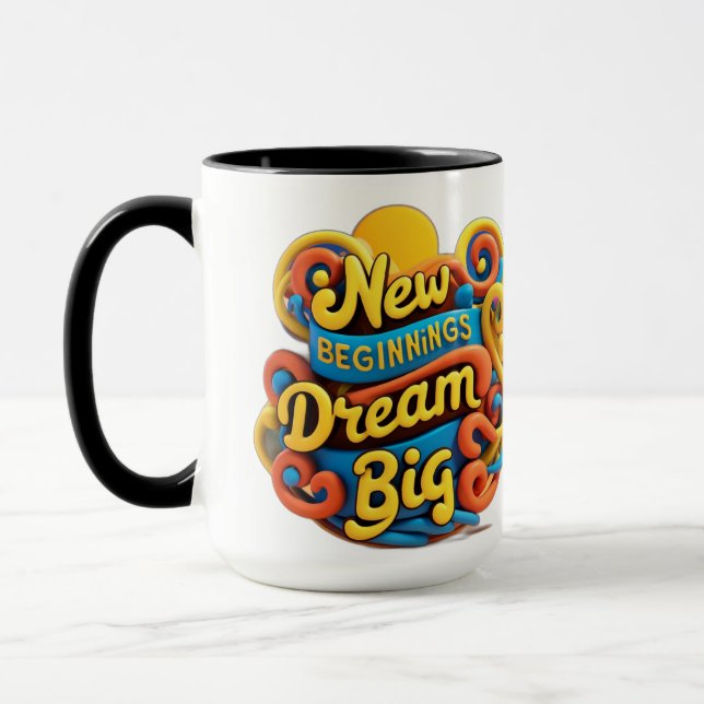 Design featuring an inspiring message for a fruitf mug (Left)