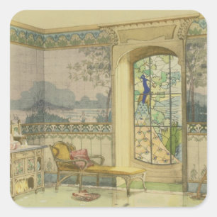 Design for a Bathroom, from 'Interieurs Modernes', Square Sticker