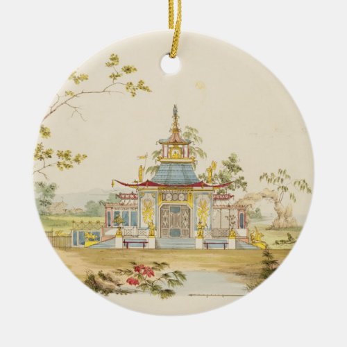 Design for a Chinese Temple c1810 pen  ink and Ceramic Ornament