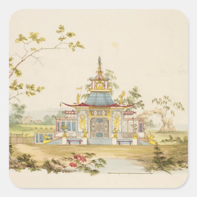Design for a Chinese Temple, c.1810 (pen & ink and Square Sticker (Front)