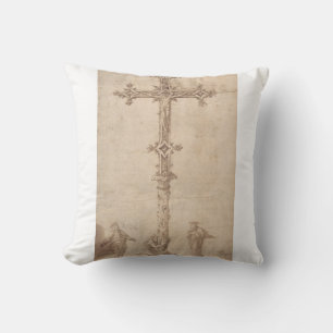 Design for a Crucifix with the Virgin Mary Throw Pillow