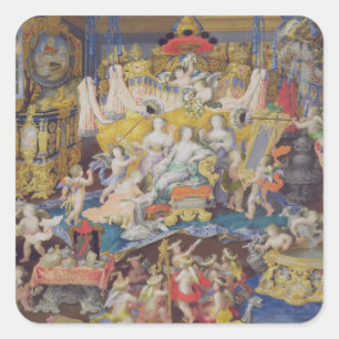 Design for a Fan, possibly for Madame de Montespan Square Sticker