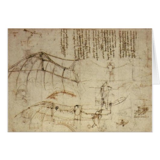 Design for a Flying Machine by Leonardo Da Vinci Cards (Front Horizontal)
