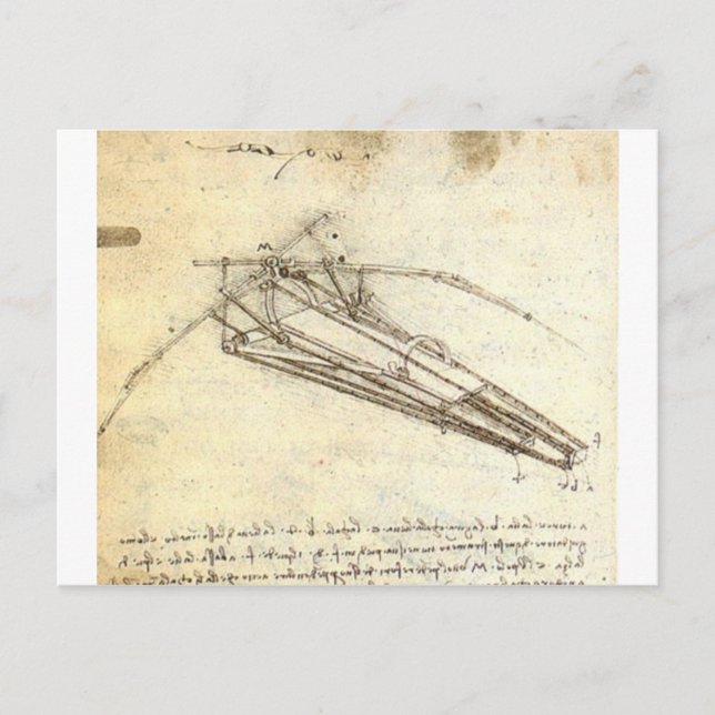 Design for a Flying Machine by Leonardo Da Vinci Postcard (Front)