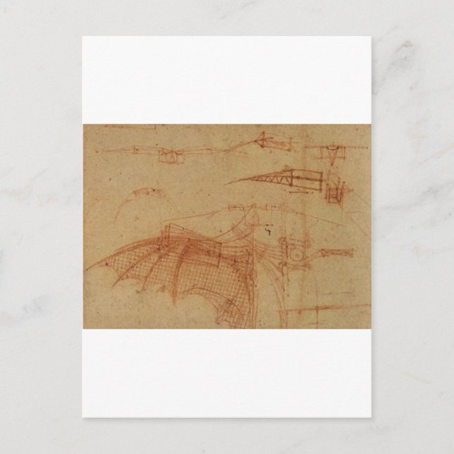 Design for a flying machine postcard (Front)