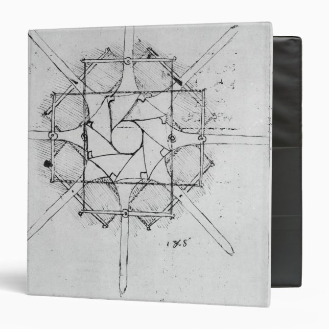 Design for a folding Capstan handle, Fol. 376v-c Binder (Front/Inside)