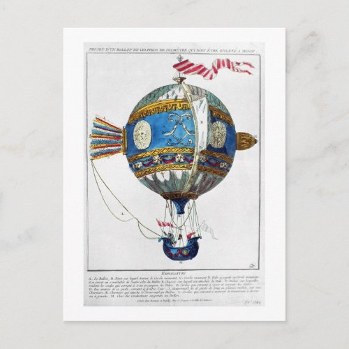 Design for a hot_air balloon with a diameter of 12 postcard