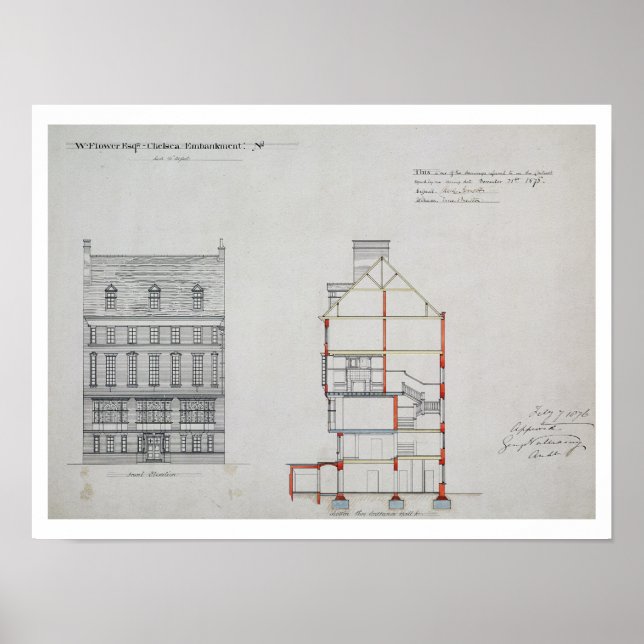 Design for a house for W. Flower Esq, Chelsea Emba Poster (Front)