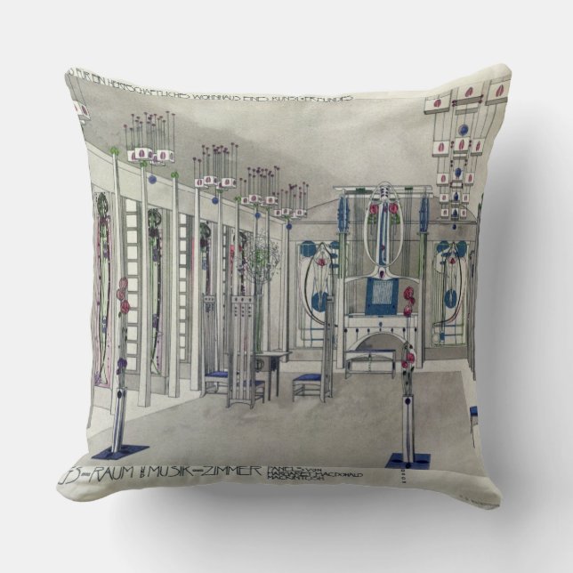 Design for a Music Room with panels by Margaret Ma Throw Pillow (Front)