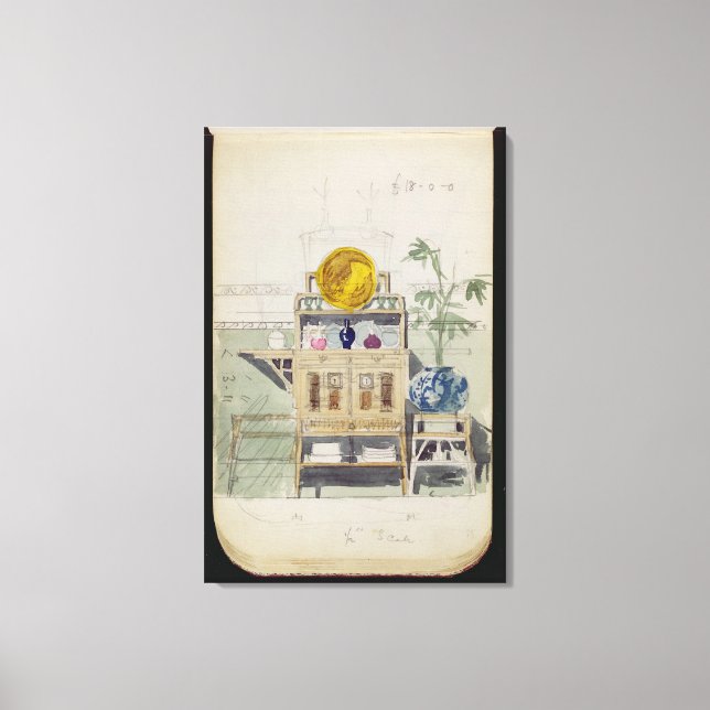 Design for a Sideboard, c.1860s-70s (w/c & pencil Canvas Print (Front)