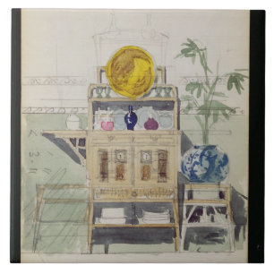 Design for a Sideboard, c.1860s-70s (w/c & pencil Ceramic Tile