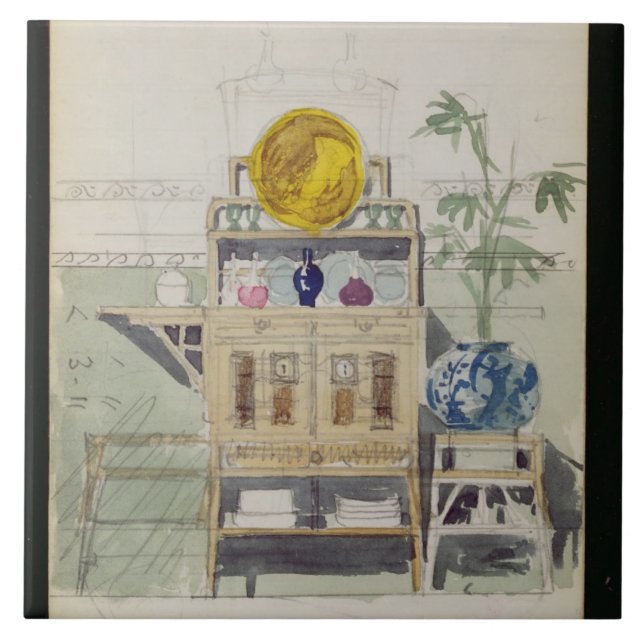 Design for a Sideboard, c.1860s-70s (w/c & pencil Ceramic Tile (Front)