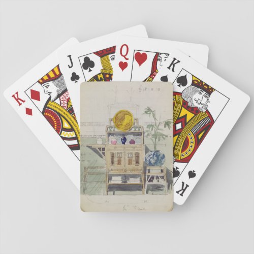 Design for a Sideboard c1860s_70s wc  pencil Poker Cards