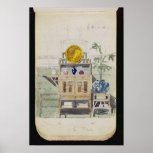 Design for a Sideboard, c.1860s-70s (w/c & pencil Poster